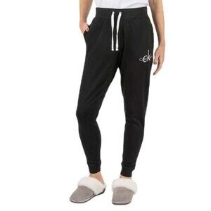 Calvin Klein Womens Black Jogger Sweatpants With Drawstring Waist & Side Pockets